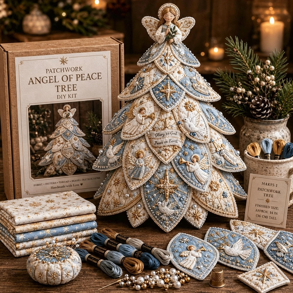 Beginner-Friendly Tree of Faith 3D Quilted Christmas Tree Sewing Kit | Complete Kit with Coordinated Fabrics, Beads & Step-by-Step Guide Included