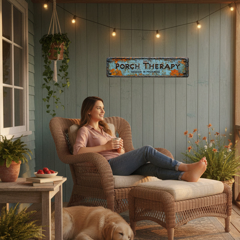 Country-style "Porch Healing" Metal Sign