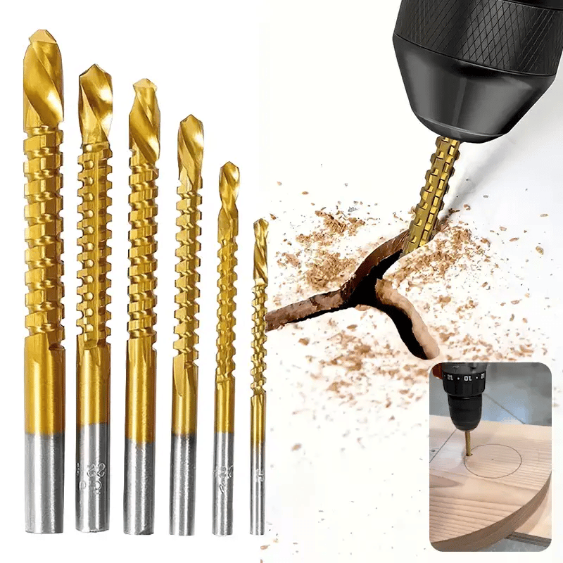 6PCS Titanium-Plated High-Speed Steel Drill Bits Set