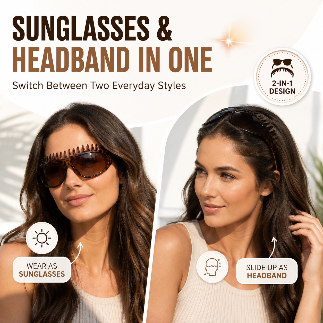 2-In-1 Tortoiseshell Headband Sunglasses