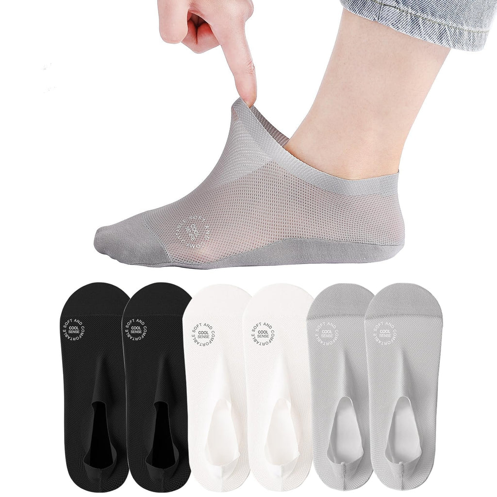 3-Pair Invisible Grip Socks Pack Breathable | Low-Cut | Anti-Slip | Sweat-Absorbing