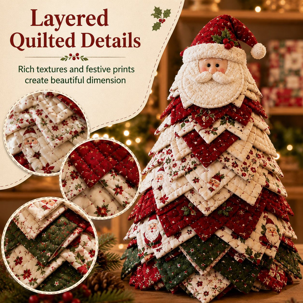 LAST DAY 69% OFF DIY Quilted Santa Christmas Tree Kit – Handmade Holiday Craft & Festive Tabletop Decor