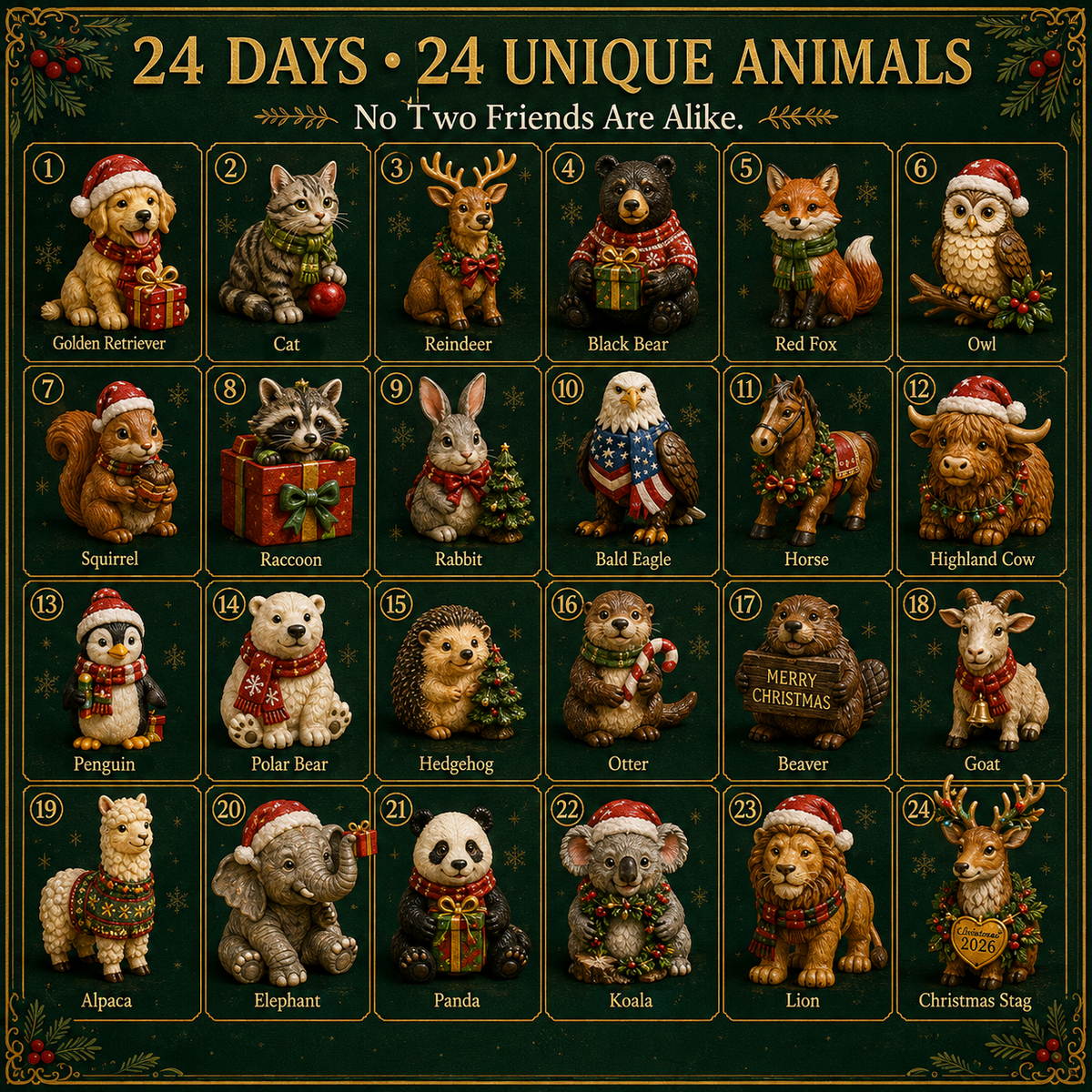 Collectible Christmas Animal Advent Calendar-24 Days · 24 Holiday Animal Friends · 24 Little Christmas Memories