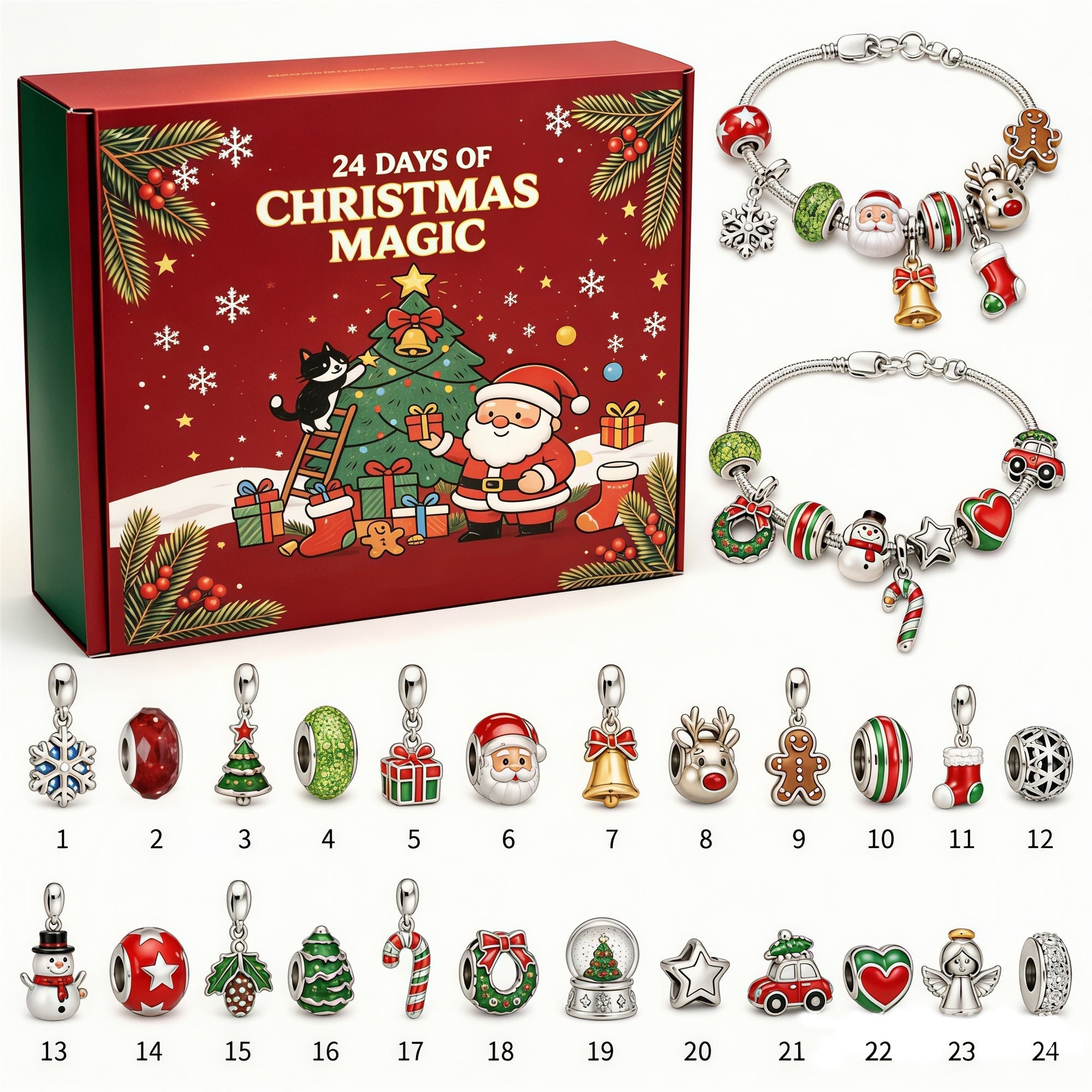 24 DAYS OF CHRISTMAS ADVENT CALENDAR BRACELETS SET