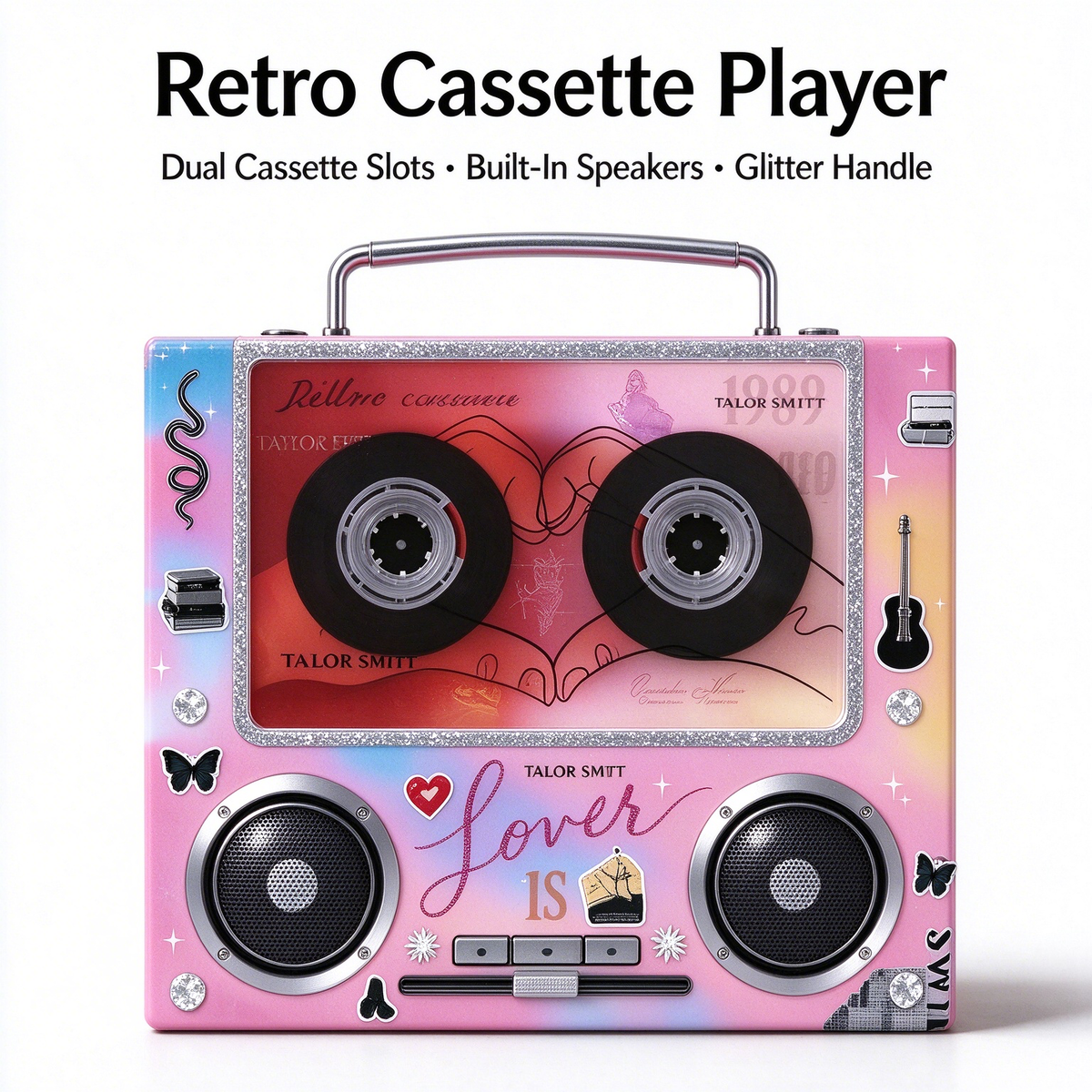 Retro Boombox Fridge Magnet Set | 9 Album Tape Magnets Collection