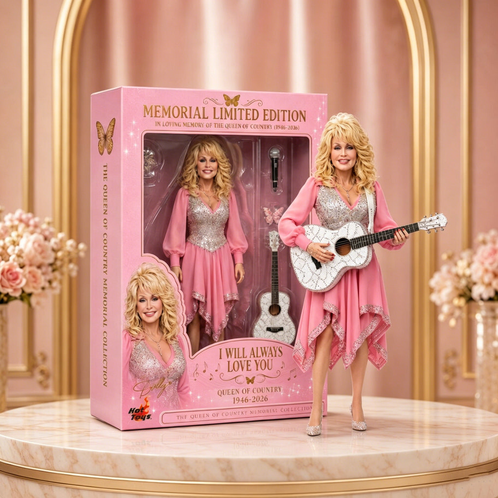 Legendary Country Music Queen Memorial Doll | Handcrafted Pink Sequin Gown & Guitar Figurine with Collector's Box