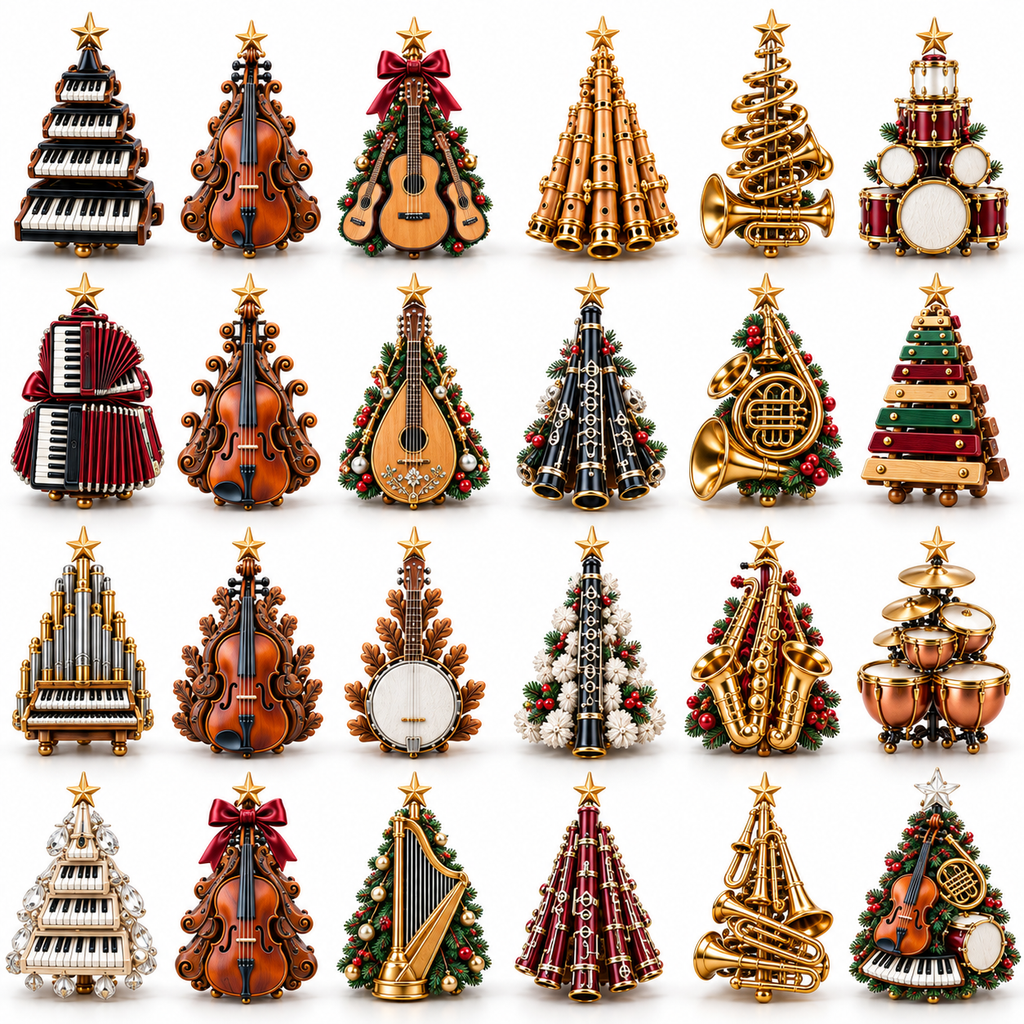 2026 Music Lovers’ Advent Calendar – 24 Unique Musical Instrument Christmas Tree Miniatures