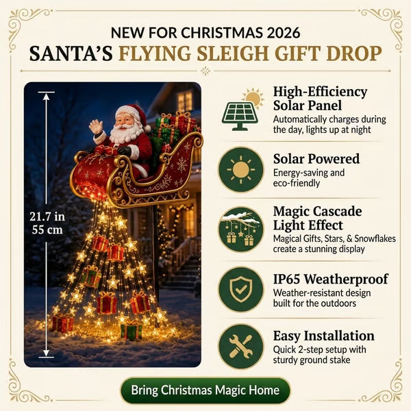 🎁 Santa Flying Sleigh Solar Garden Light – The Perfect Christmas Gift & Outdoor Holiday Decor