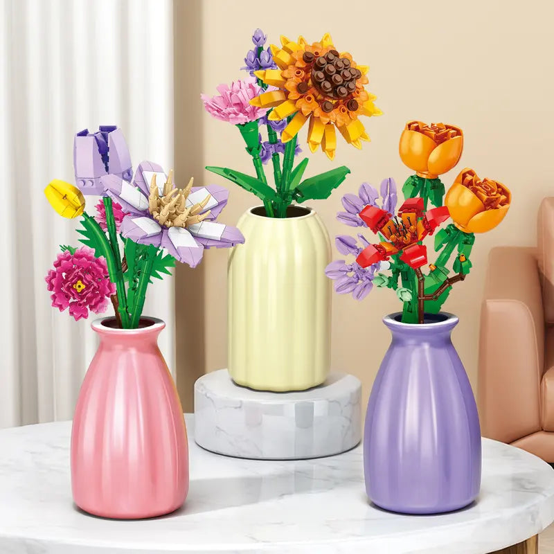 2026 Christmas Flower Bouquet Advent Calendar | 24-Day Countdown Building Blocks Gift Box, 24 Unique Flowers 3D Puzzle Toy Set,