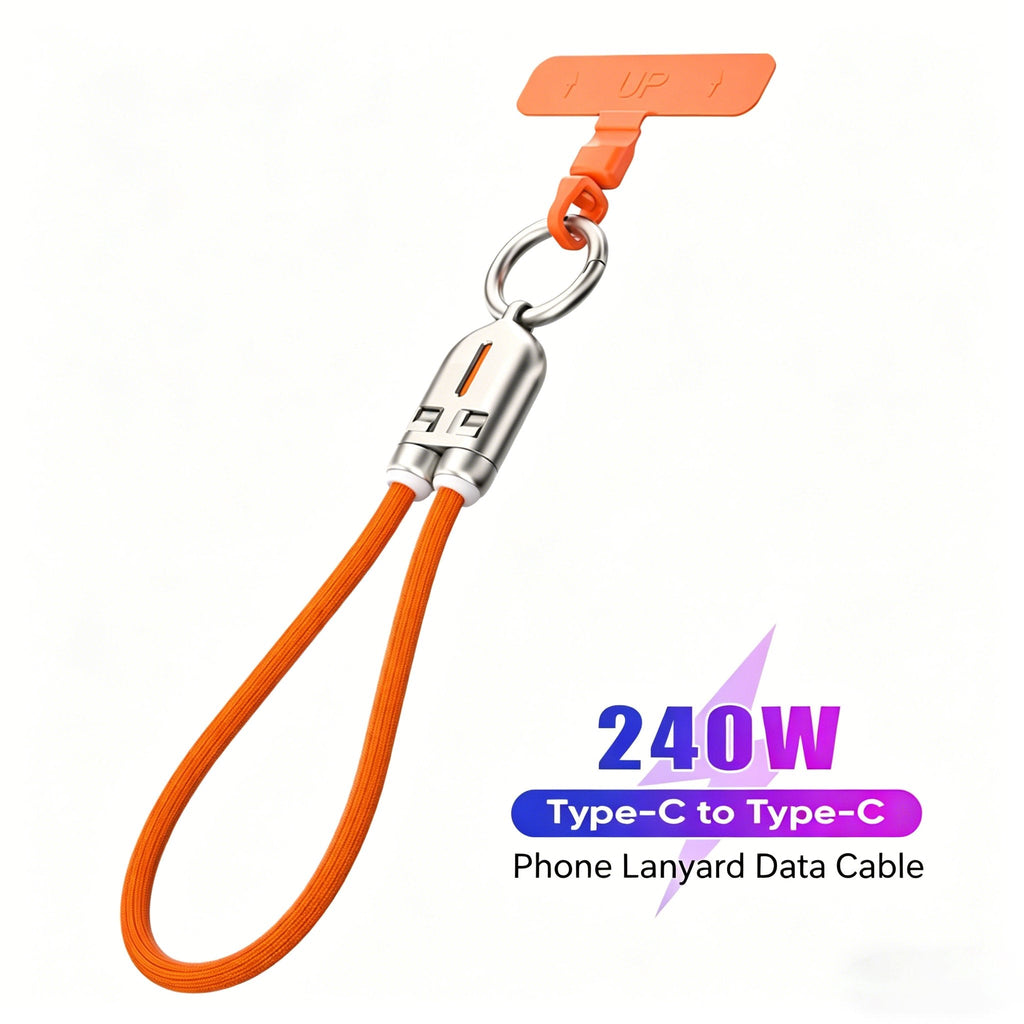 240W USB-C Lanyard Charging Cable – 2-in-1 Phone Strap & Fast Charger
