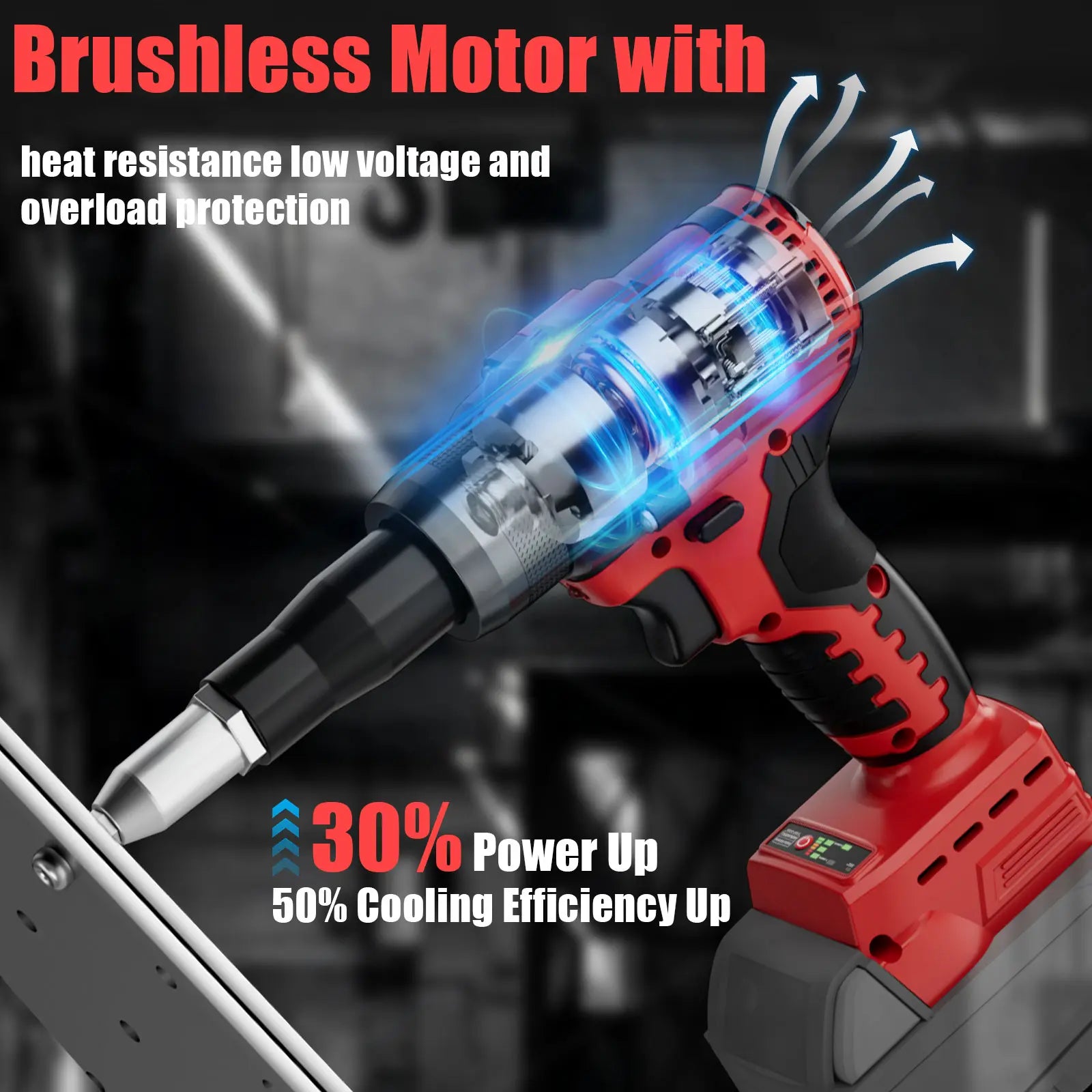 Cordless Electric Pop Rivet Gun Compatible with Milwaukee/Makita/Dewalt Battery