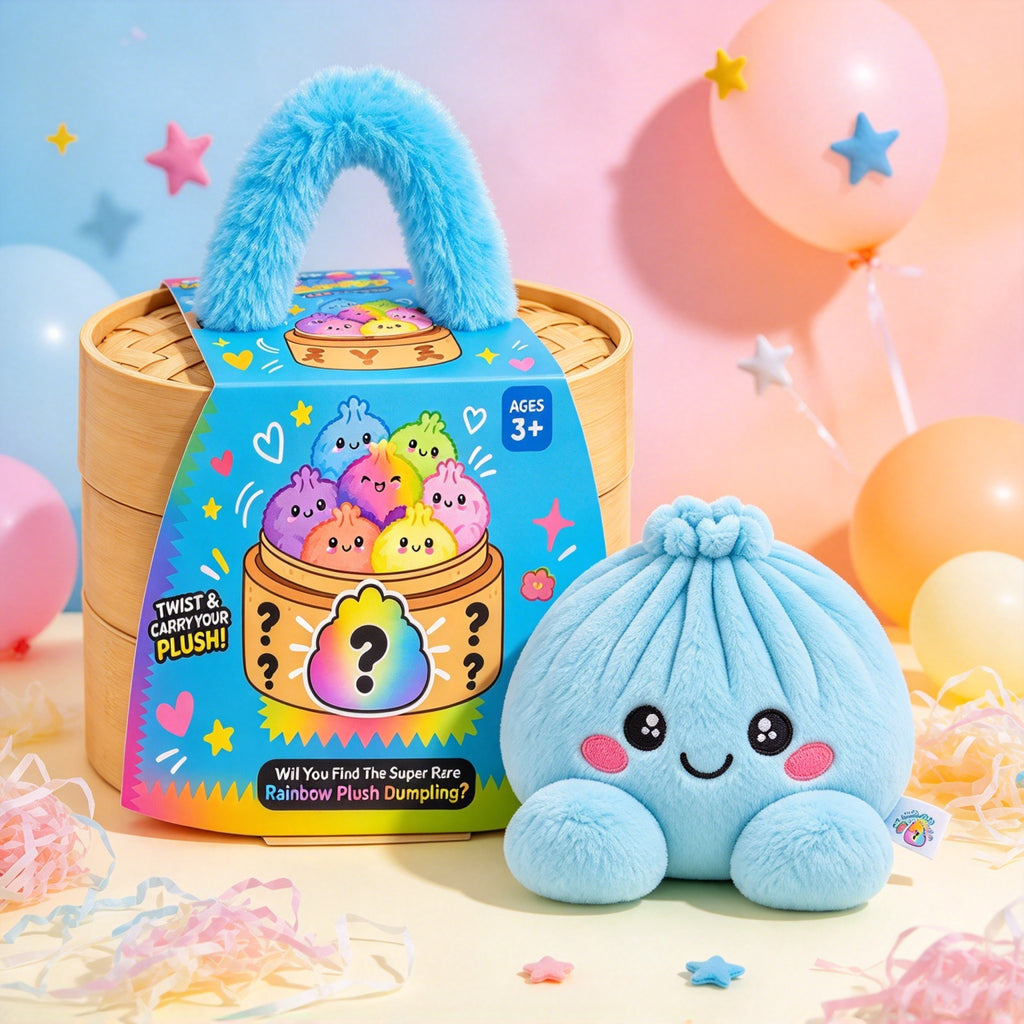 Cute Plush Dumpling Blind Box Steamer Basket – Soft Squishy Stress Relief Stuffed Animal Gift for Kids & Kawaii Lovers