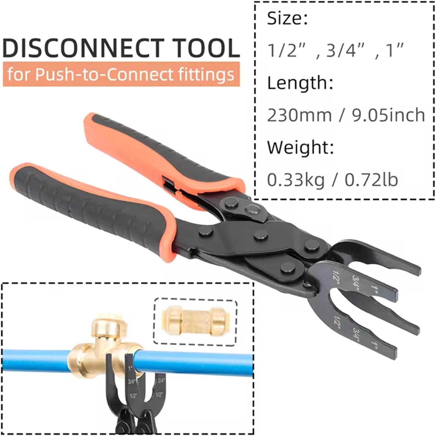 Exclusive OfferFit Disconnect Tong Tool for Easily Removing Push-to-Connect Fittings(1/2in, 3/4in, 1in)