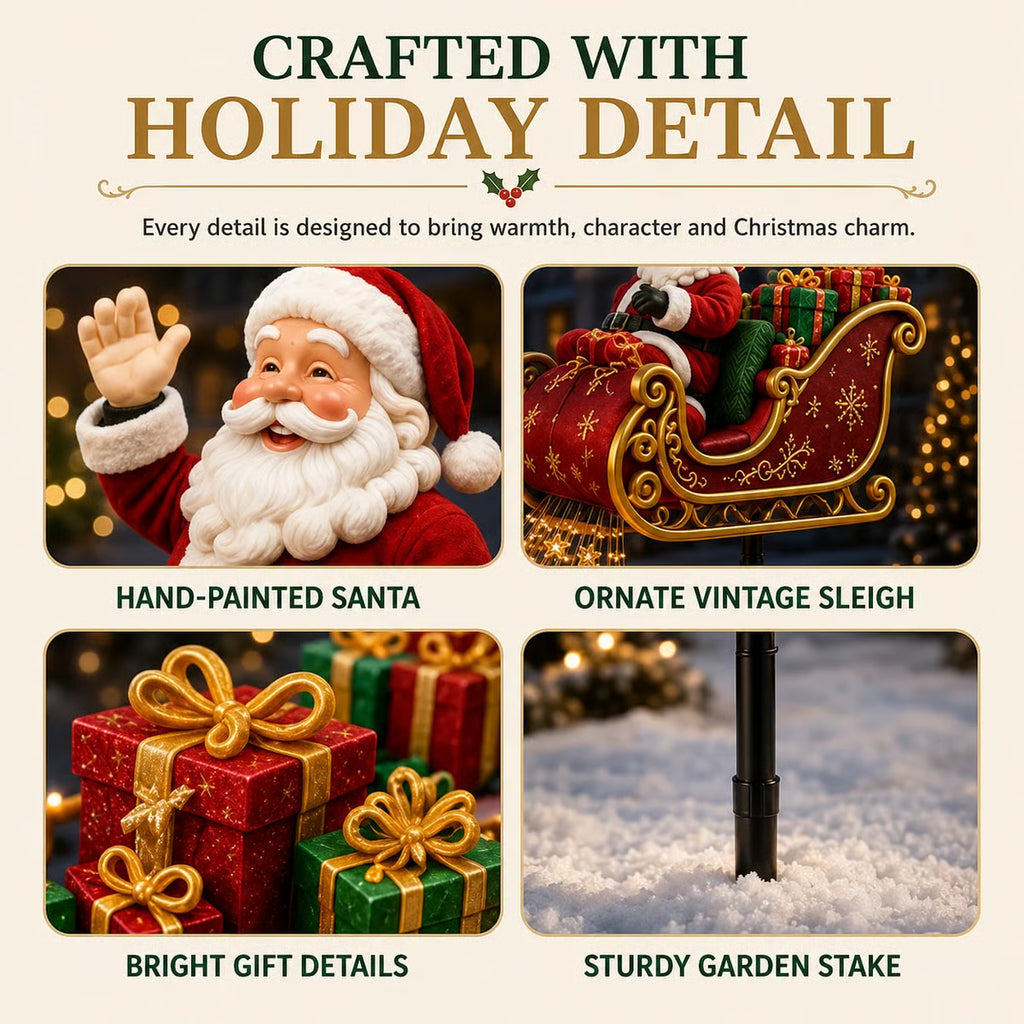 🎁 Santa Flying Sleigh Solar Garden Light – The Perfect Christmas Gift & Outdoor Holiday Decor