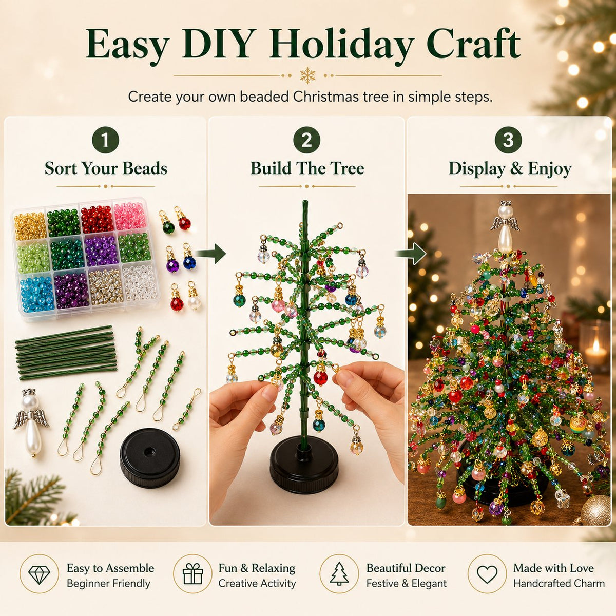 HOT SALE 49% OFFDIY Beaded Christmas Tree Kit – Create Your Own Sparkling Holiday Decoration