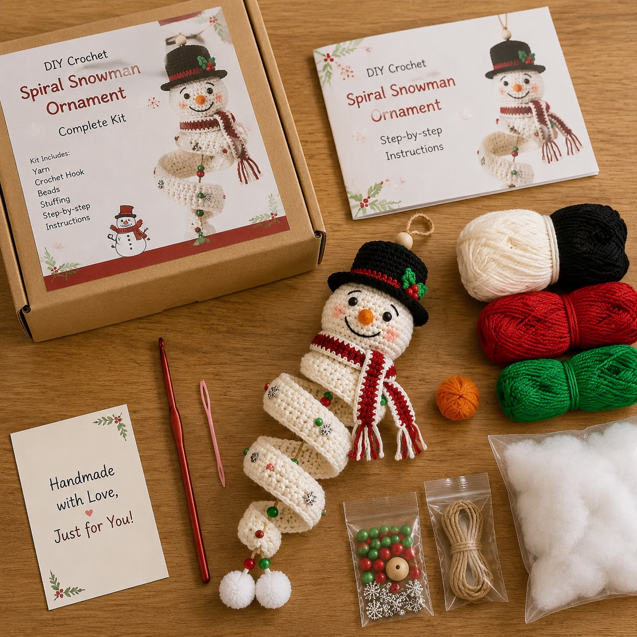 Crochet Snowman Spiral Ornament DIY Kit