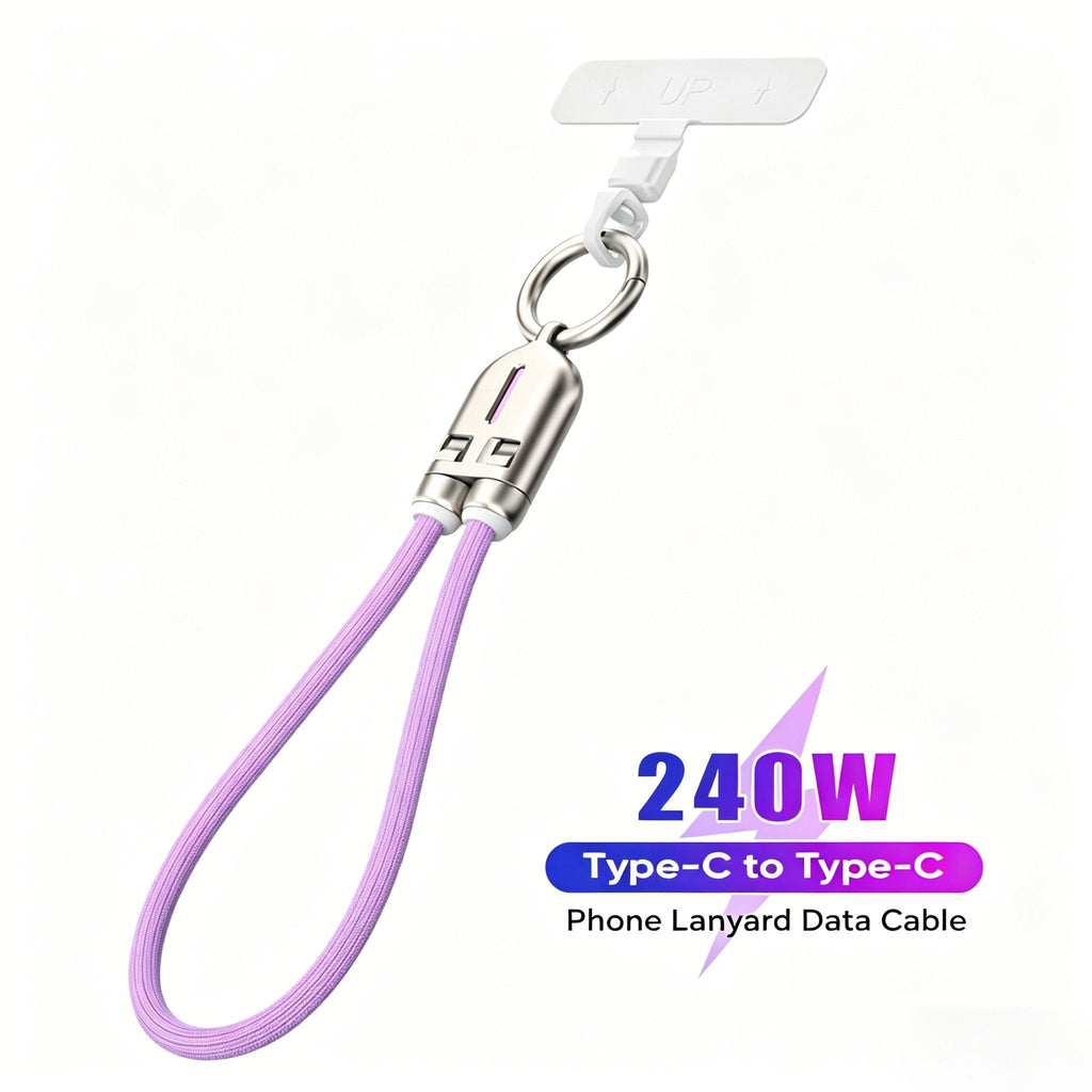 240W USB-C Lanyard Charging Cable – 2-in-1 Phone Strap & Fast Charger