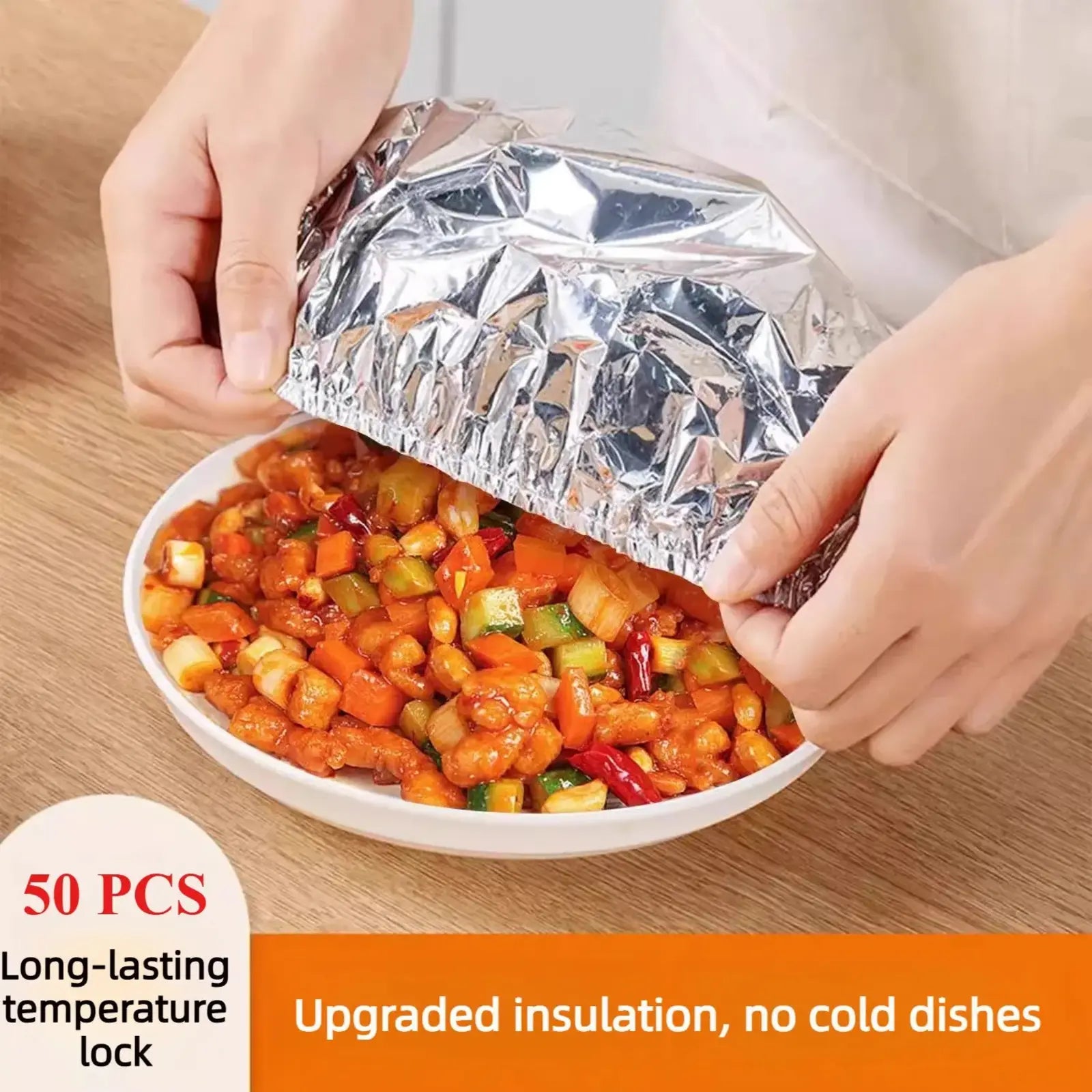 Elastic Aluminum Foil Food Covers – Heat Retaining & Freshness Preserving Covers for Plates, Bowls & Containers