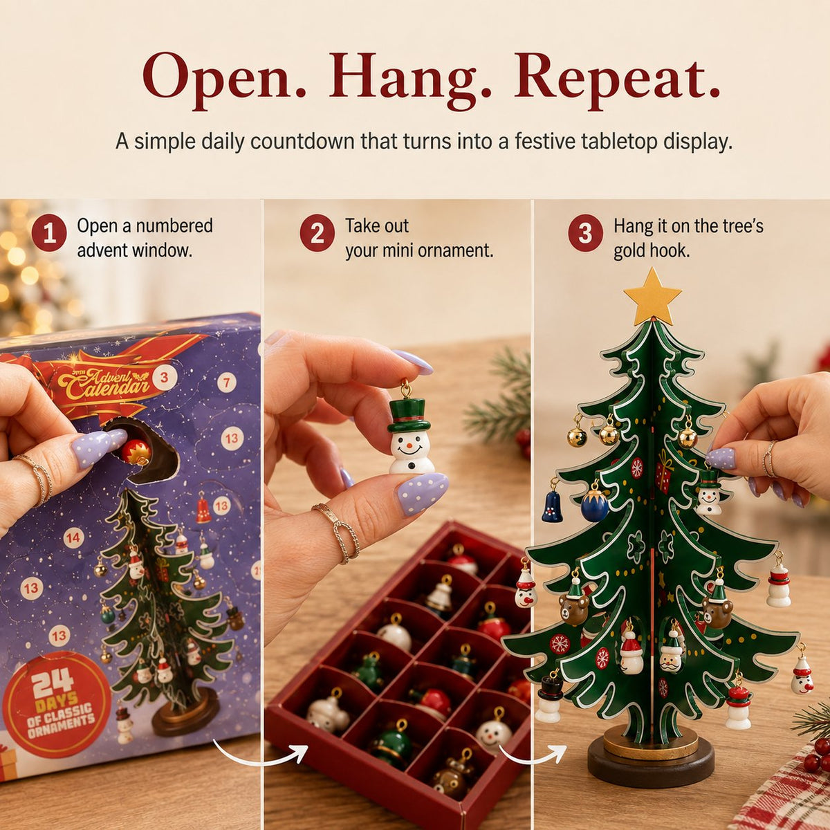 24-Day Wooden Christmas Tree Advent Calendar