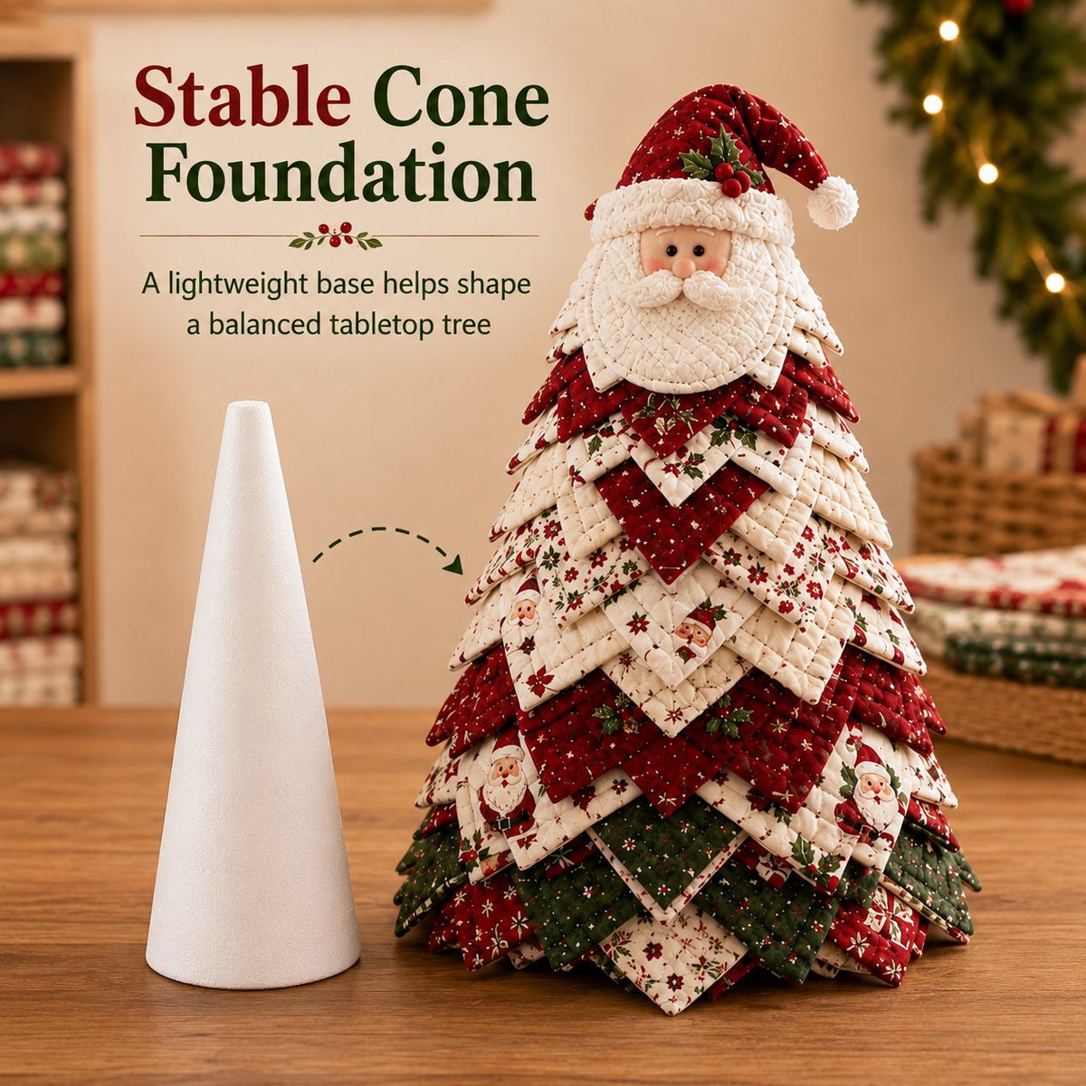 LAST DAY 69% OFF DIY Quilted Santa Christmas Tree Kit – Handmade Holiday Craft & Festive Tabletop Decor