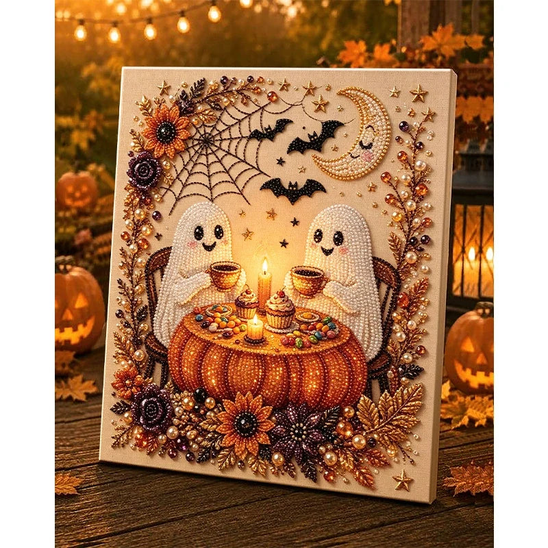 Framed Halloween Ghosts Pearl Art DIY Kit