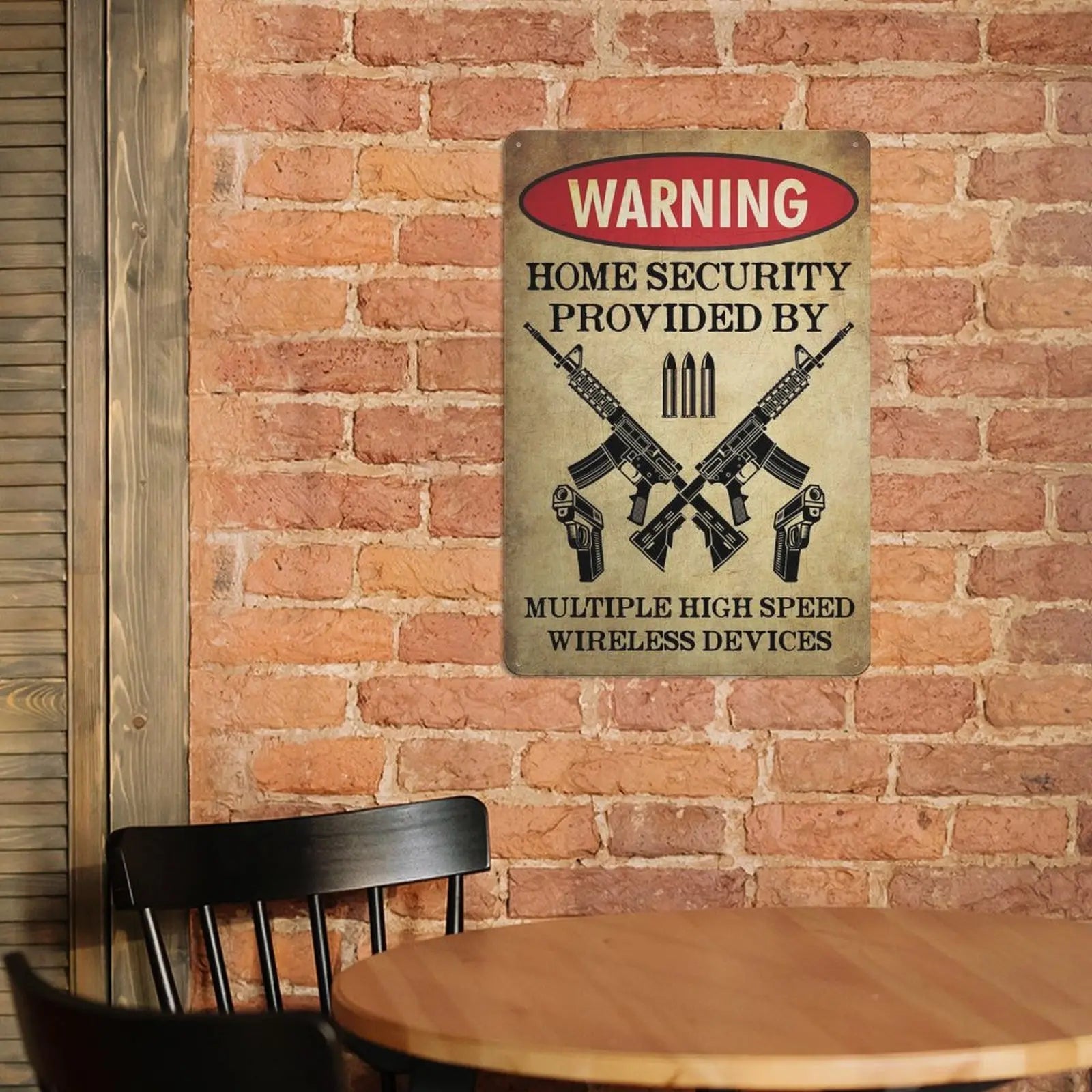 "Home Security Provided by Multiple Wireless Devices" Funny Metal Sign - 8×12 Inch