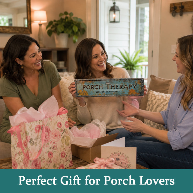 Country-style "Porch Healing" Metal Sign
