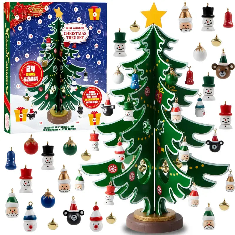 24-Day Wooden Christmas Tree Advent Calendar