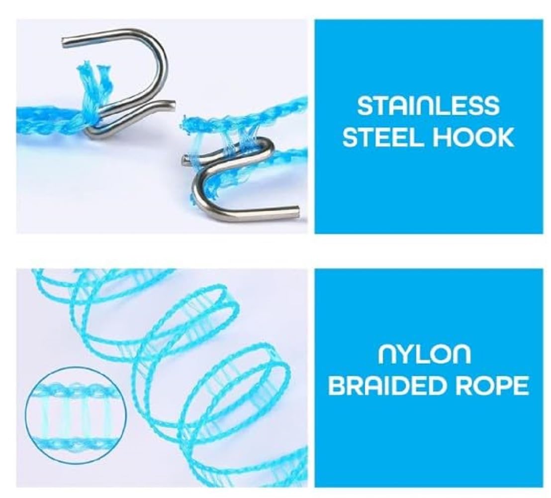 5M Windproof Portable Clothesline with Hooks