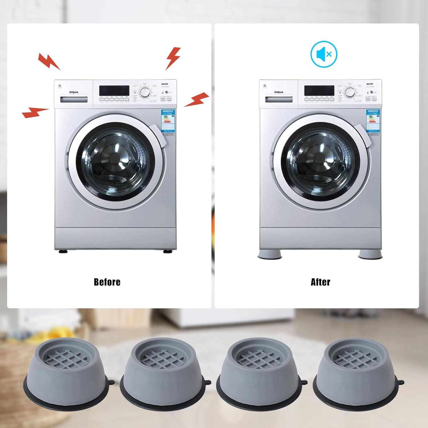 4PCS Anti-Vibration Washer & Dryer Pads