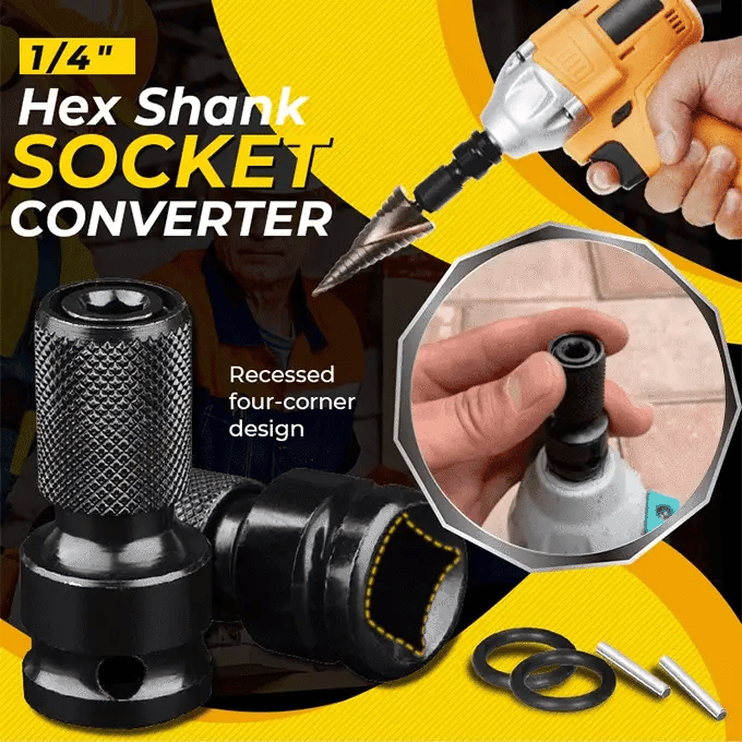 2 Pack 1/4" Hex Shank Socket Converter – 1/2" to 1/4", Quick Release