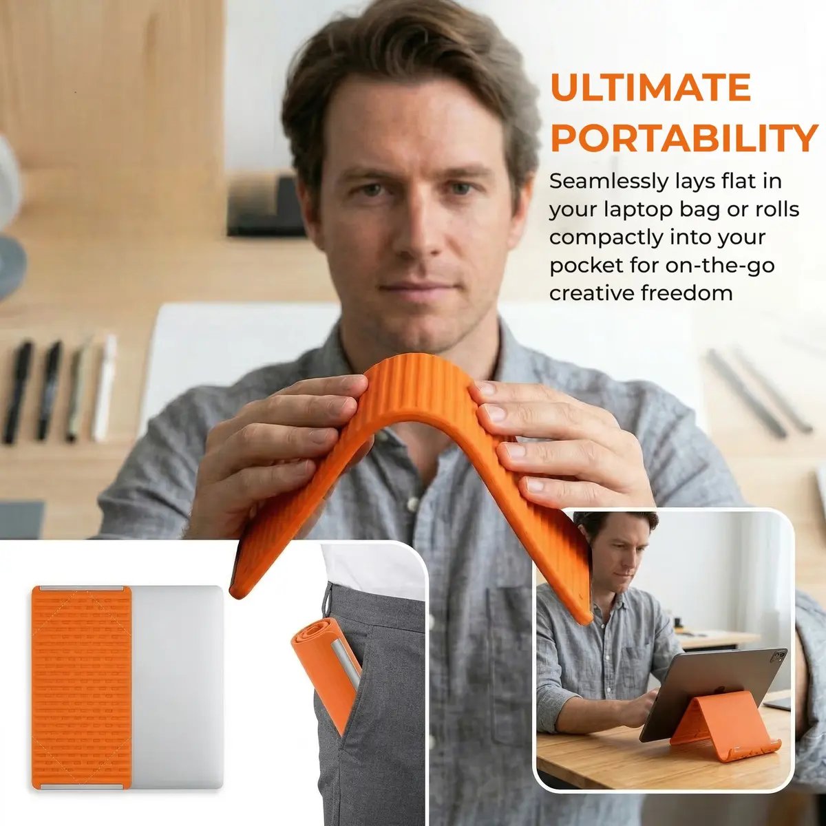 Flexible Silicon Phone Holder, Bendable Rollable Foldable Design