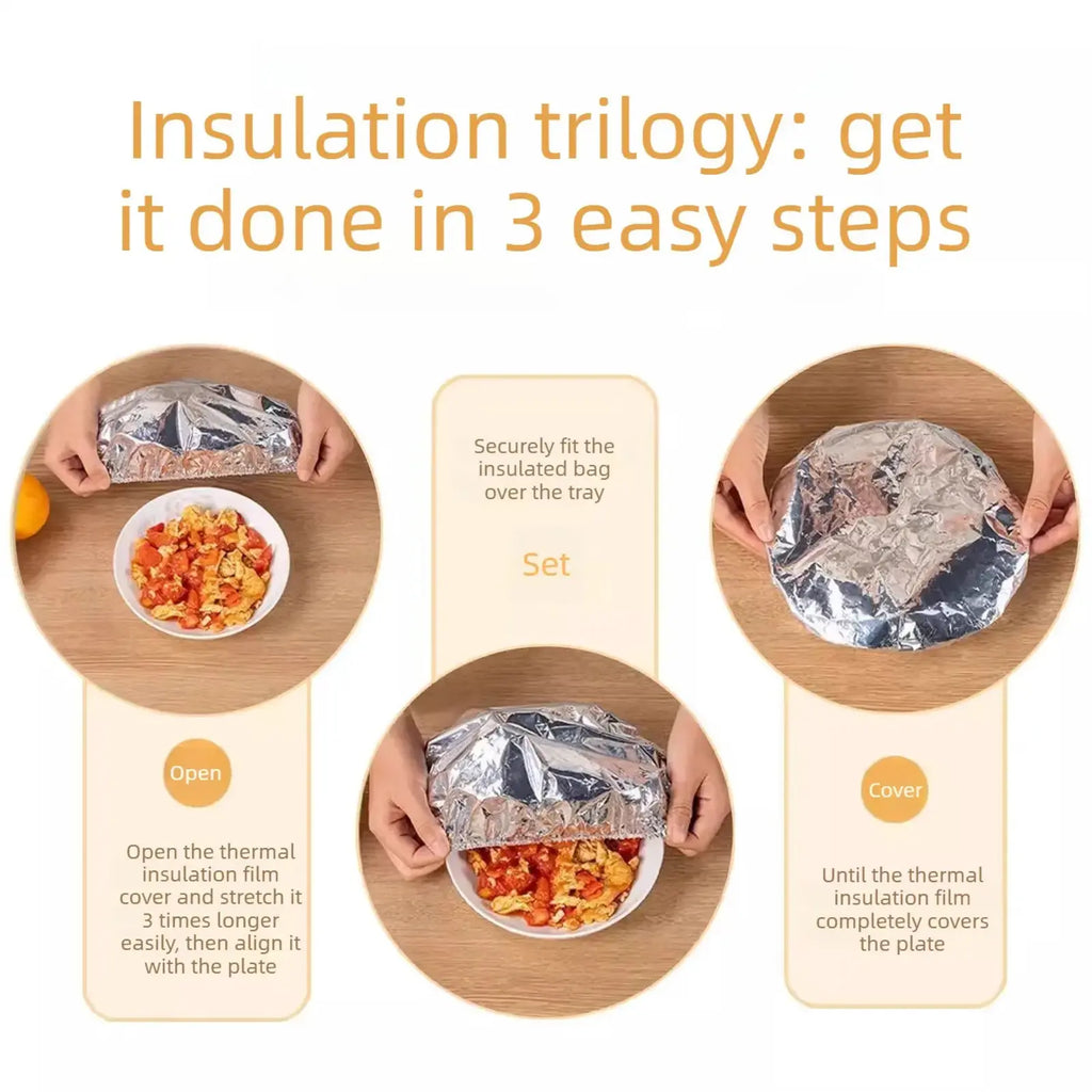 Elastic Aluminum Foil Food Covers – Heat Retaining & Freshness Preserving Covers for Plates, Bowls & Containers
