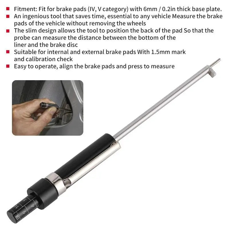 Car Brake Pad Thickness Gauge – 1.5mm–11mm Scale, No Tire Removal Needed