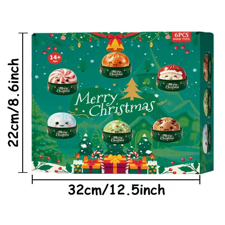erry Christmas 6-Piece Stress Relief Dumpling Set  Cute Christmas Squishy Toys – Fun Holiday Gifts for Kids & Adults