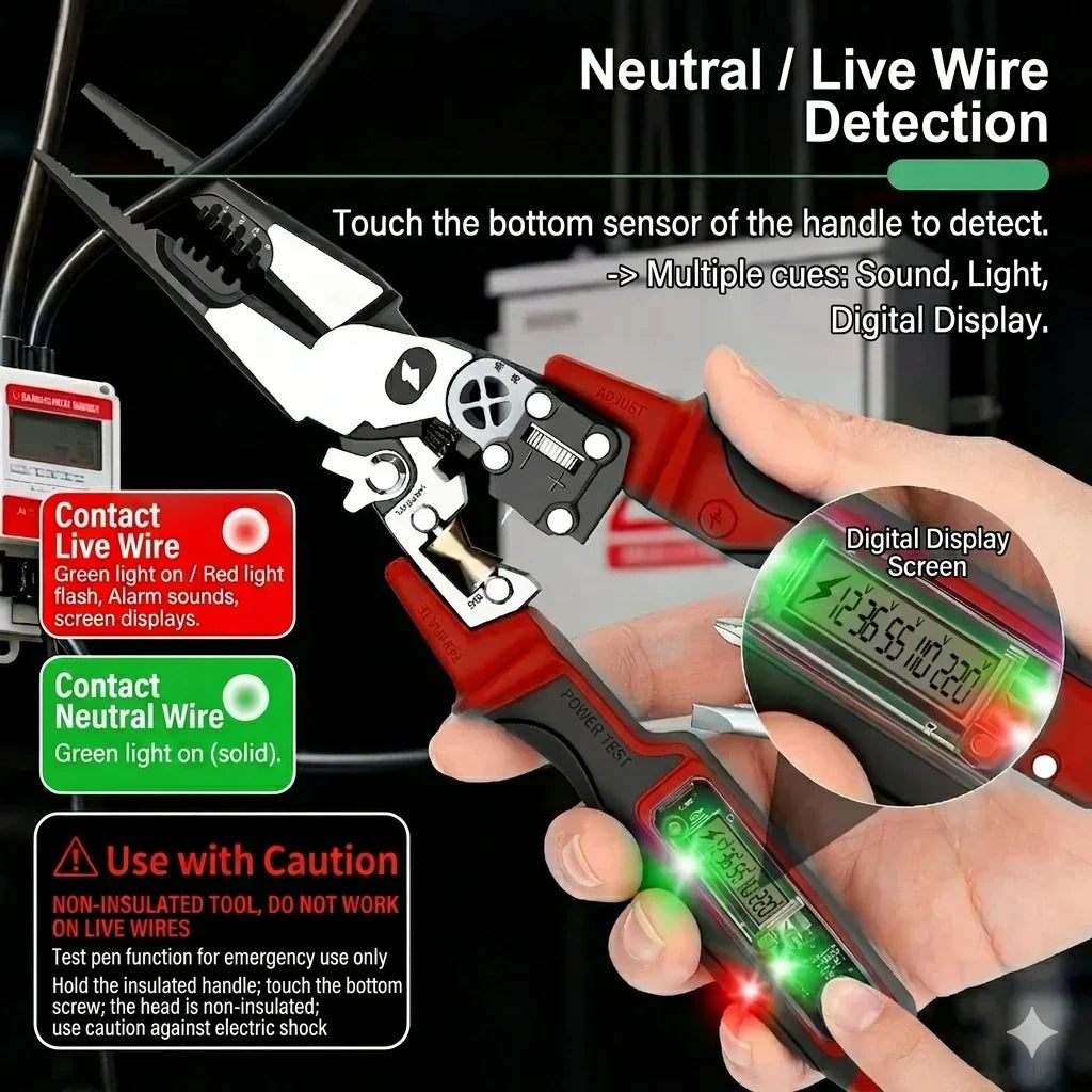 9-in-1 Multi-Functional Digital Display Electrician’s Pliers