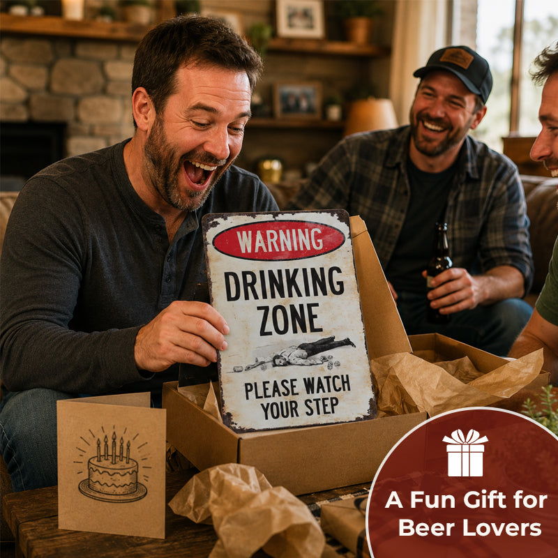 Funny Warning Drinking Zone Vintage Bar Metal Sign