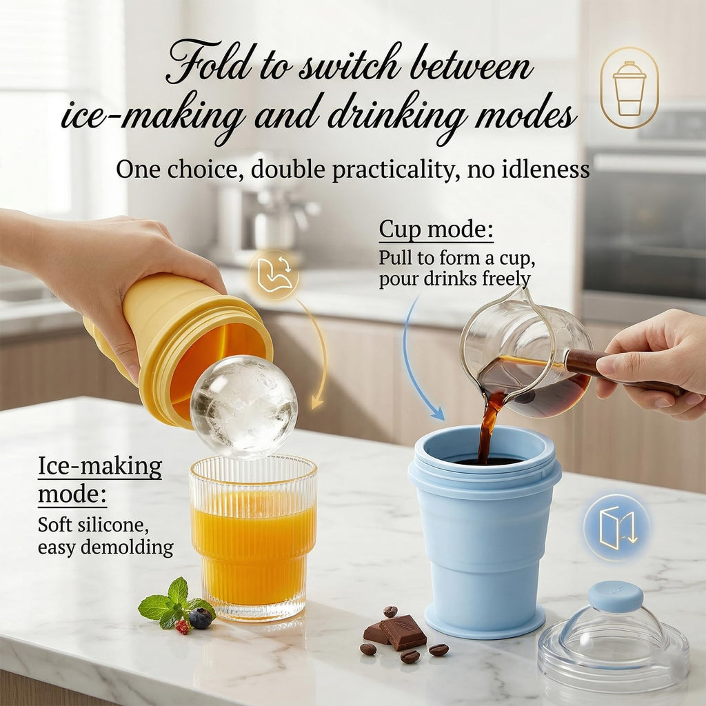 2-in-1 Collapsible Silicone Ice Ball Maker Cup