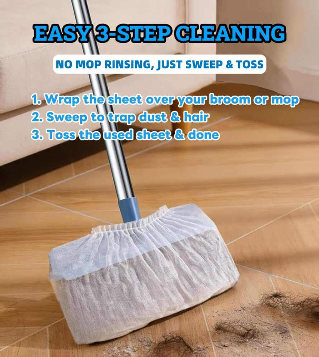 100PCS Disposable Broom Covers – Dust & Pet Hair Catchers