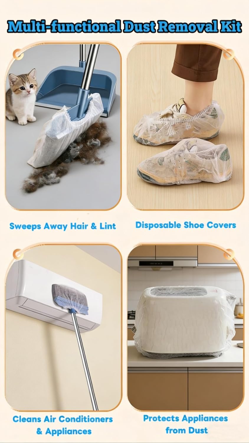 100PCS Disposable Broom Covers – Dust & Pet Hair Catchers