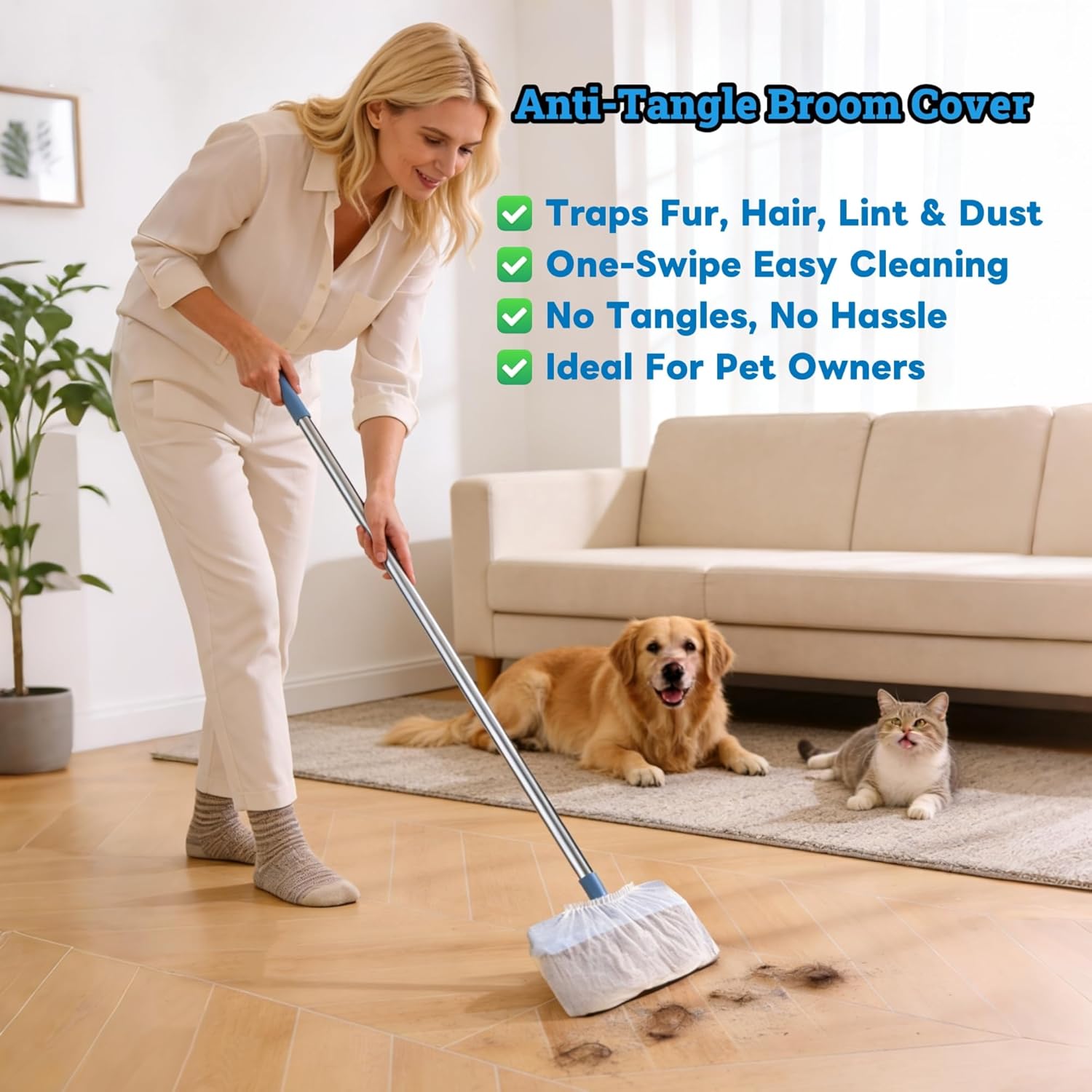 100PCS Disposable Broom Covers – Dust & Pet Hair Catchers