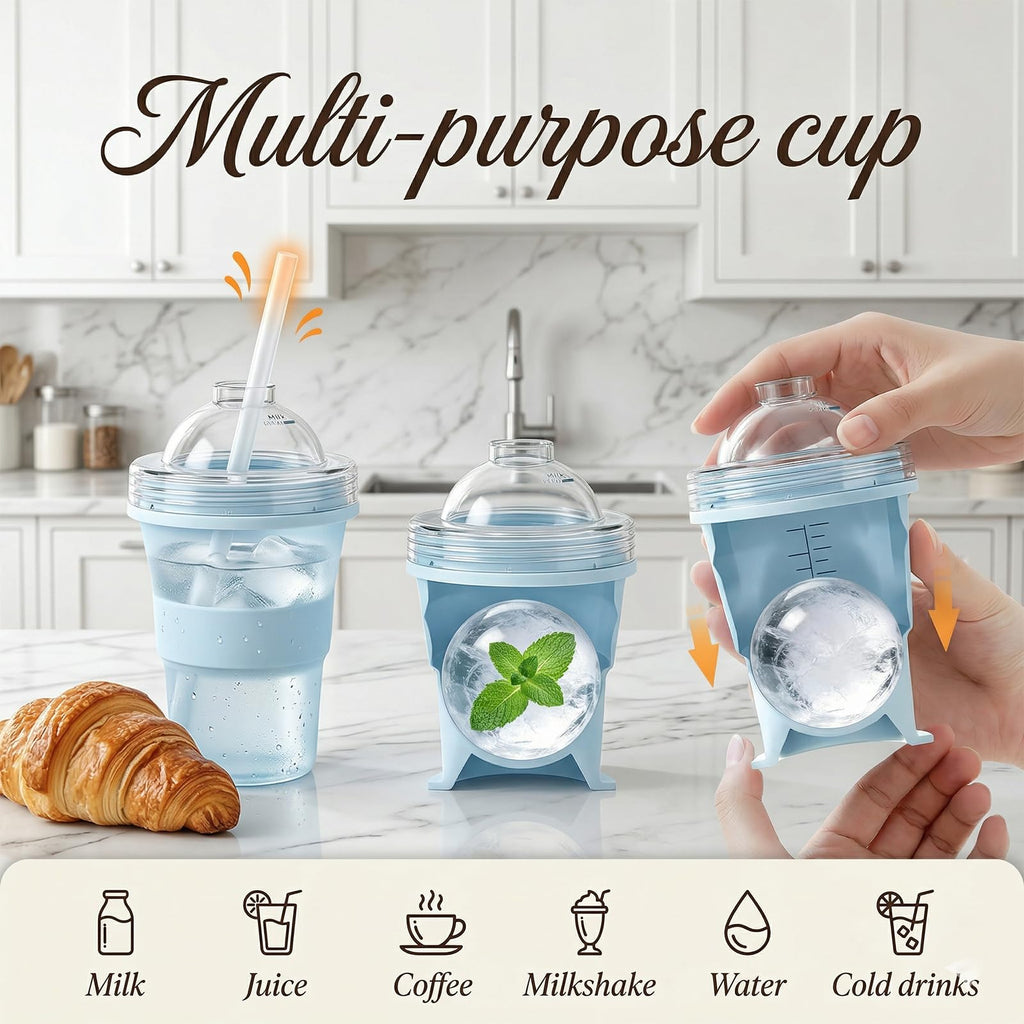 2-in-1 Collapsible Silicone Ice Ball Maker Cup