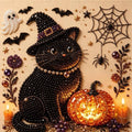 Framed Halloween Black Cat & Pumpkin Pearl Art DIY Kit