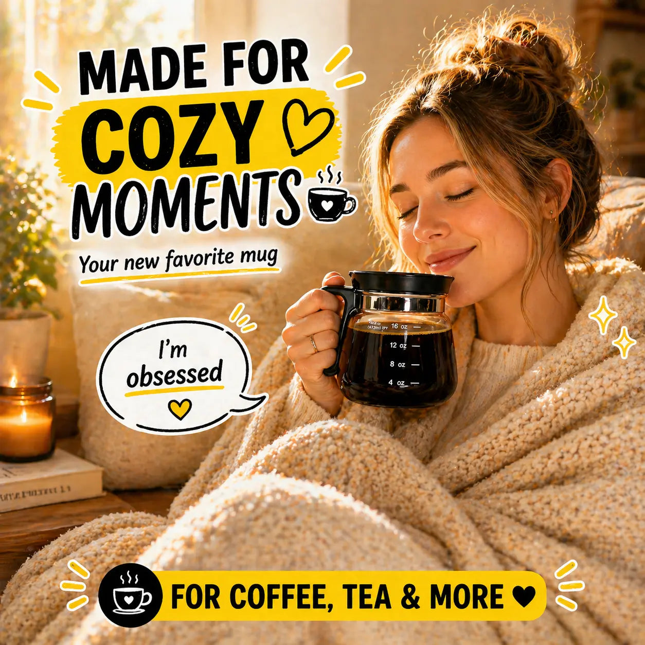 16 Oz Glass Coffee Mug – Coffee Pot Style