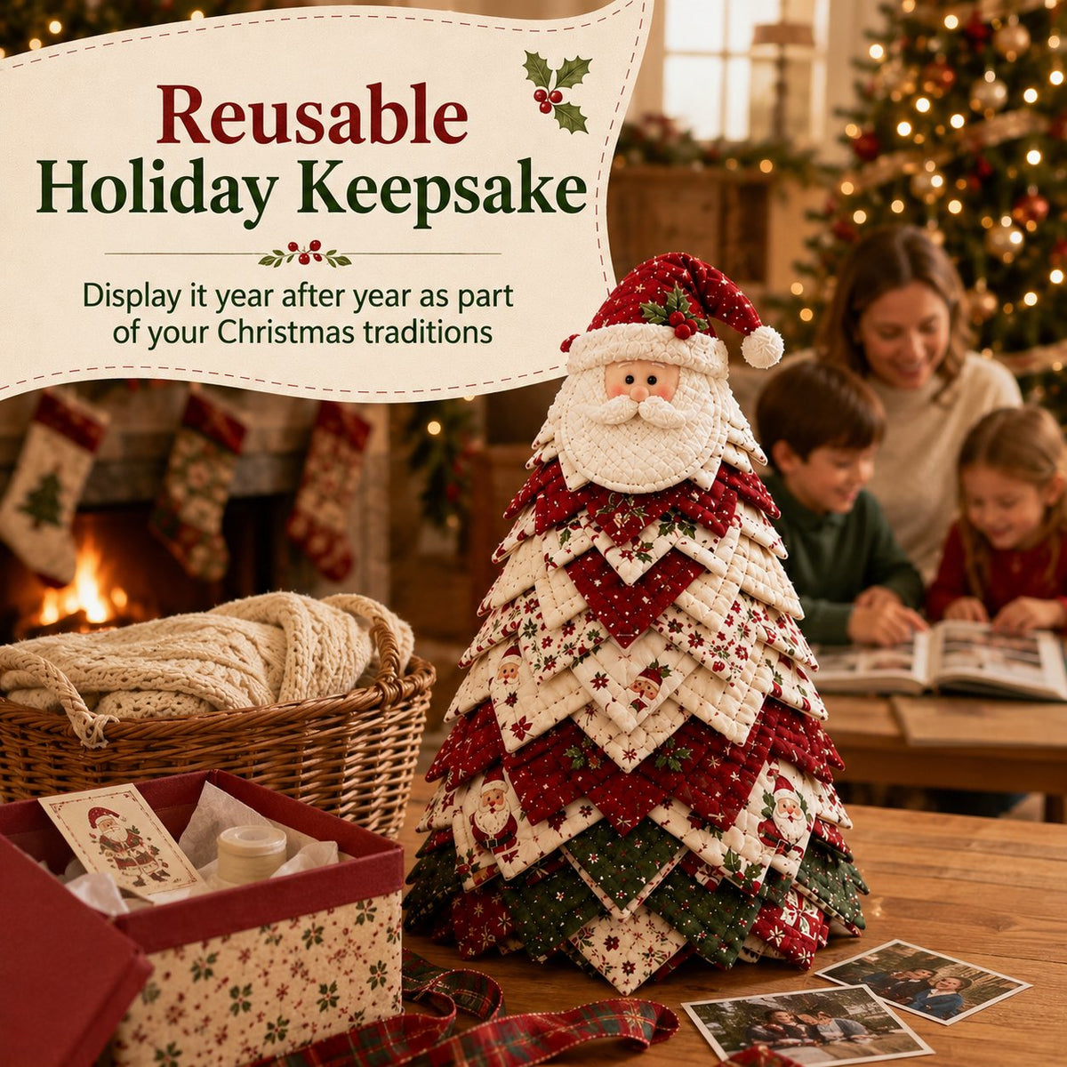LAST DAY 69% OFF DIY Quilted Santa Christmas Tree Kit – Handmade Holiday Craft & Festive Tabletop Decor
