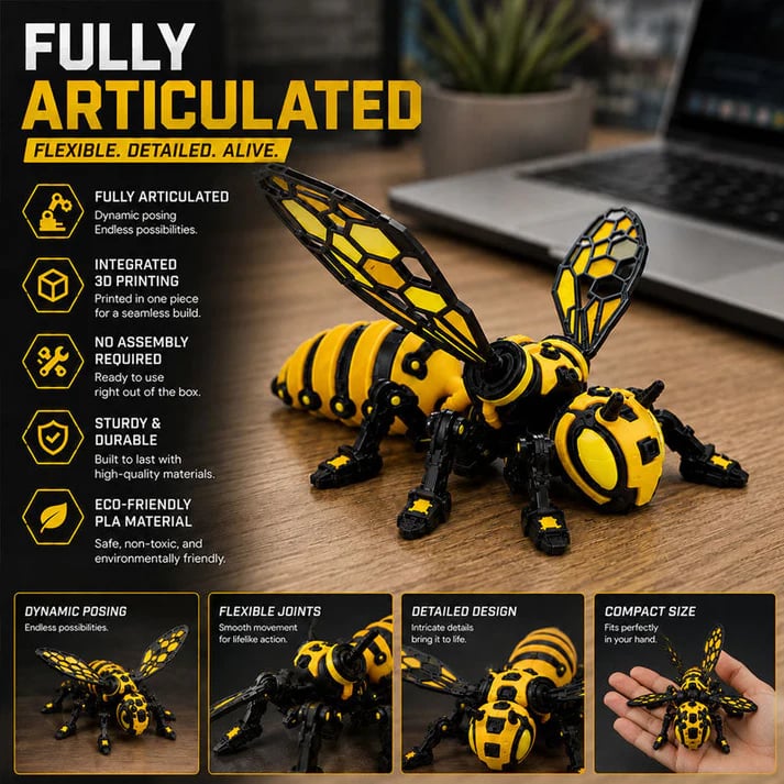 Cyber Mechanical Bee Figurine