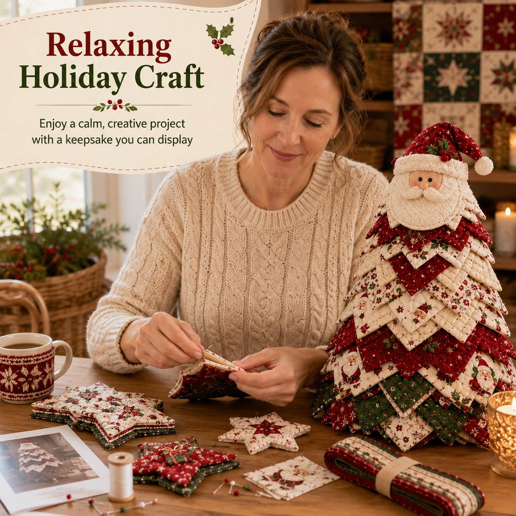 LAST DAY 69% OFF DIY Quilted Santa Christmas Tree Kit – Handmade Holiday Craft & Festive Tabletop Decor