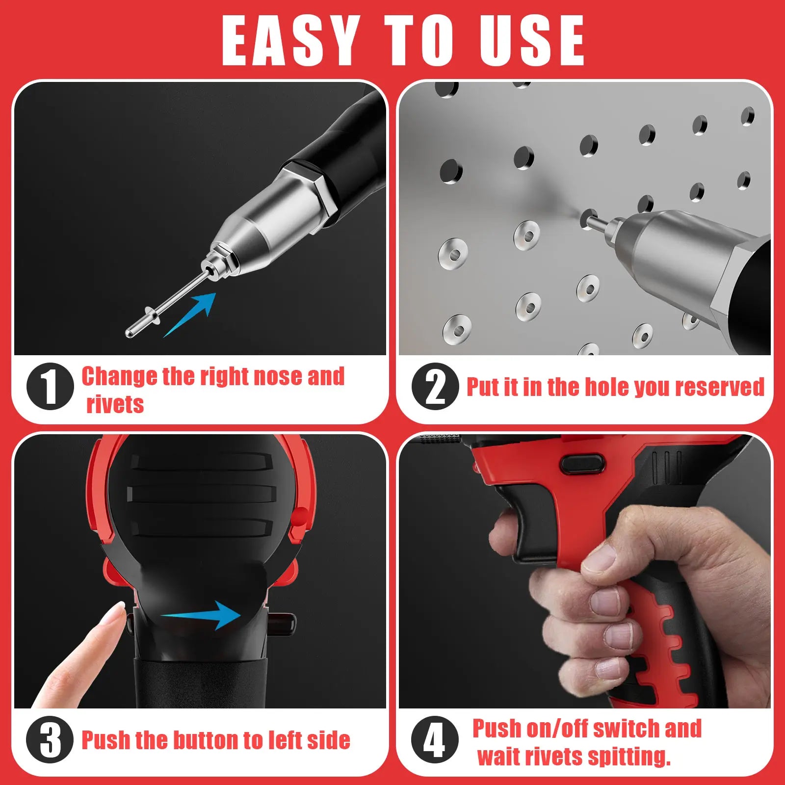 Cordless Electric Pop Rivet Gun Compatible with Milwaukee/Makita/Dewalt Battery