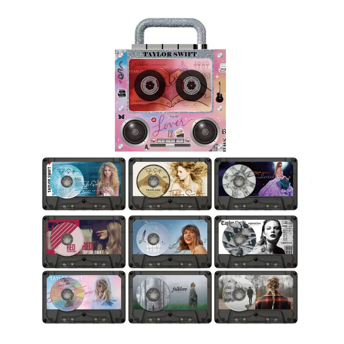 Retro Boombox Fridge Magnet Set | 9 Album Tape Magnets Collection