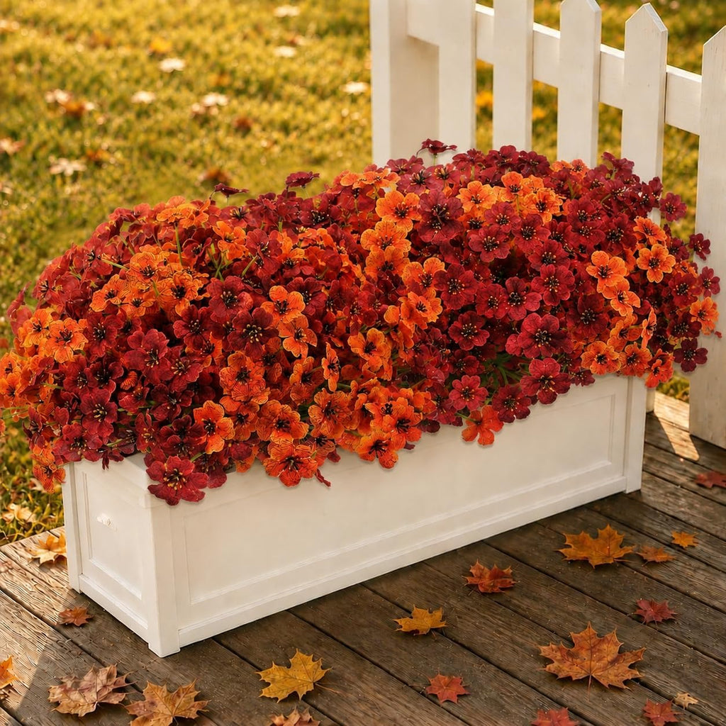 Fall Artificial Flower Halloween 12pcs, UV Resistant Colorful Fake Flower